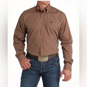 Cinch Button Down Shirt Mens Size XL Long Sleeve Cotton Geometric Print Western
